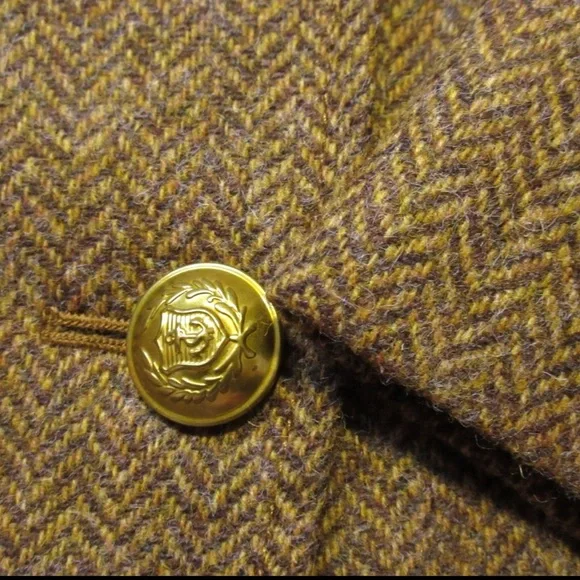 J. CREW wool Double Breasted Herringbone Blazer in gold English size 2 NWOT - Picture 4 of 8